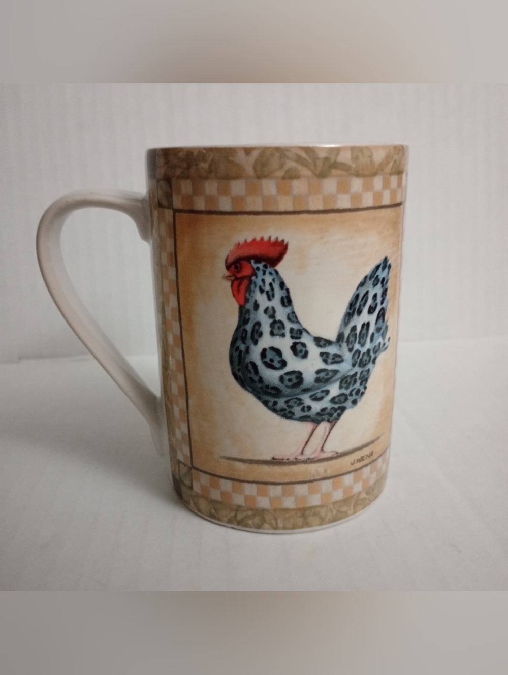 222 Fifth Jungle Roosters Mug Gray Leopard Print James Wiens Genuine Stoneware